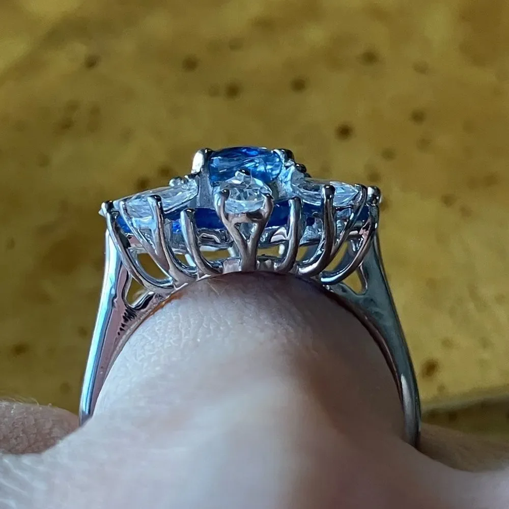 Natural Kyanite Sterling Silver Cocktail Ring Size 7